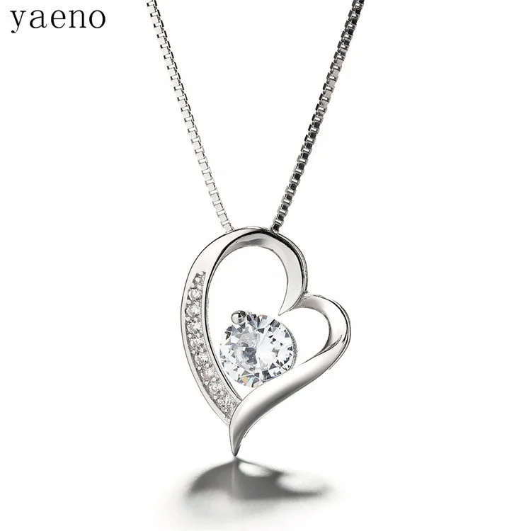 

Yaeno Jewelry Factory 925 Real Silver Open Heart Pendant Necklace, As customer request
