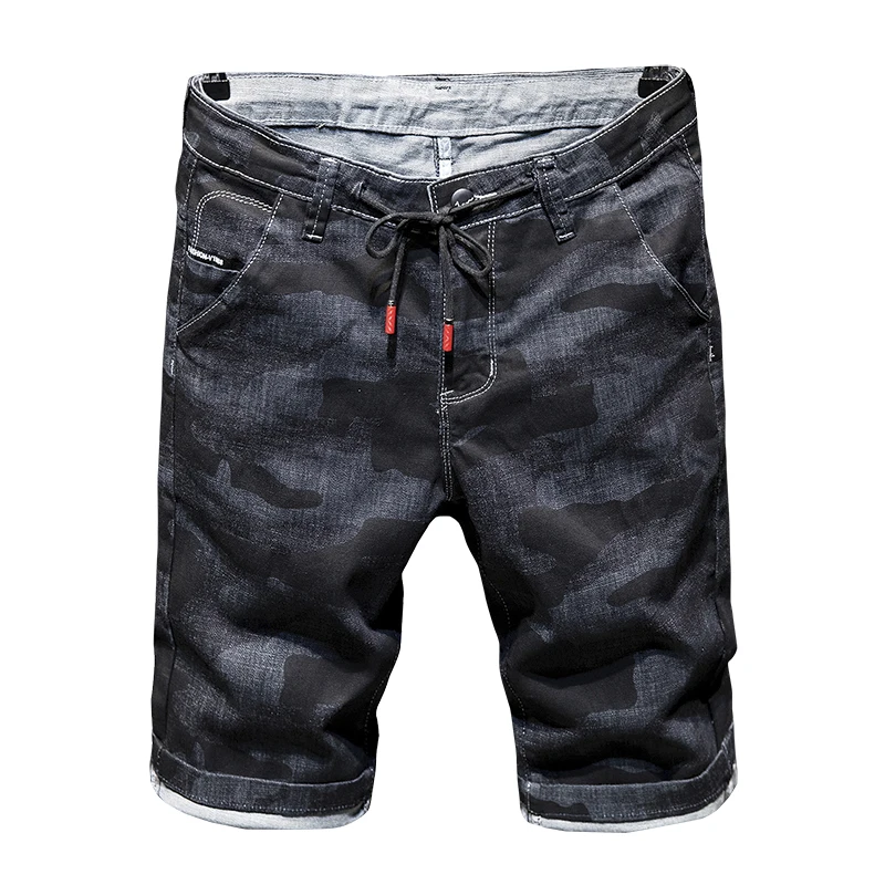 

High quality jeans shorts Men's summer stretch denim pants boys short pants Young jeans fit skinny breathable Five trousers, Picture color
