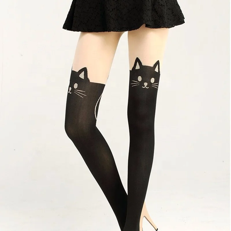 

New Women Sexy Cat Tail Velvet Knee High Socks Hosiery Tattoo Stockings popular stockings, Black stoockings