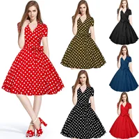

2016 Cap Sleeve 50s 60s Rockabilly Vintage Swing Retro Pinup Party Prom Cocktail Dress with polka dot