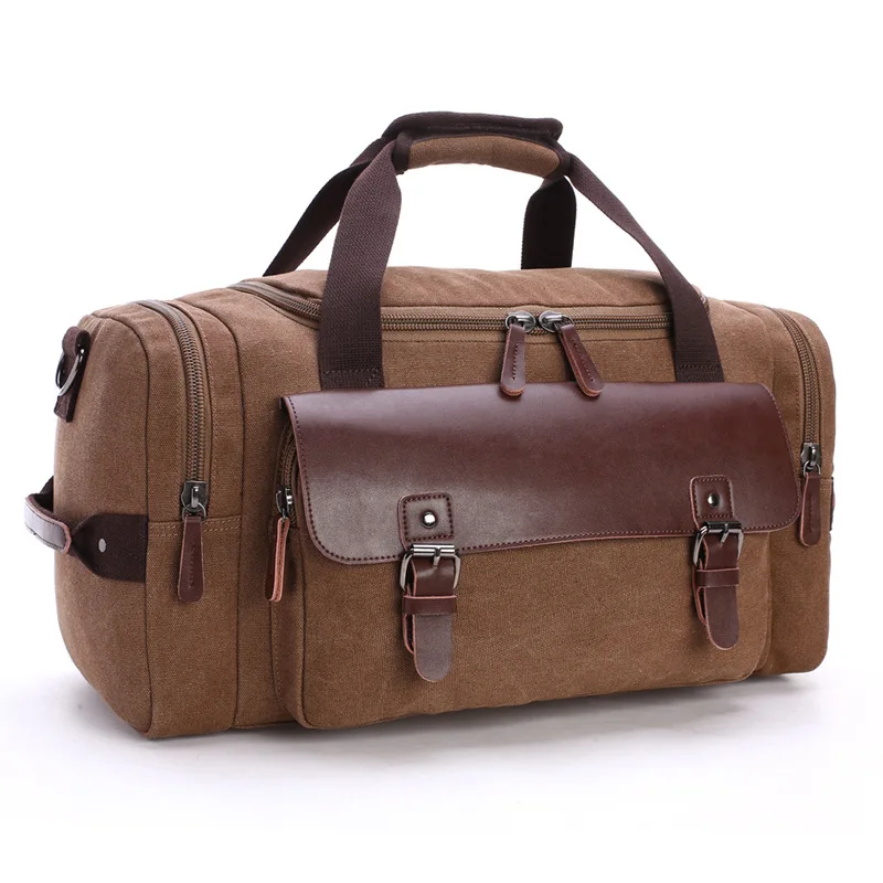 

In Stock Vintage Style fashion overnight leather weekend bag Duffle bag Canvas, Customized