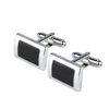 2019 New Simple Style Black Rectangle Cufflinks Mens Shirt Cuff Button for Men Silver Plated Cufflink gemelos