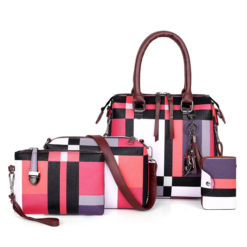 

Women handbag set bag set 4 pcs lady stripe handbag set ladies