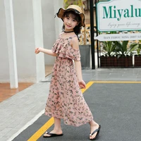 

China Supplier Kids Bohemian Off-shoulder Summer Skirt Girls Beach Chiffon Dress
