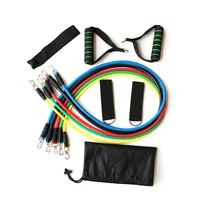 

Best sell exercise resistance band / hot sell comfortable foam handle 11 pcs resistance band set