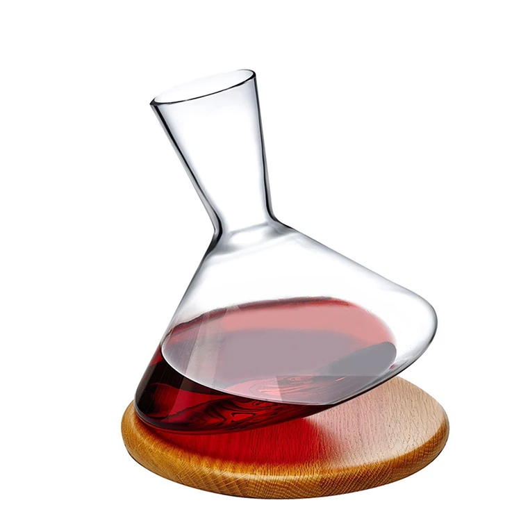 

Wholesale Unique Custom Crystal Wooden Base Wine Balance Decanter Set