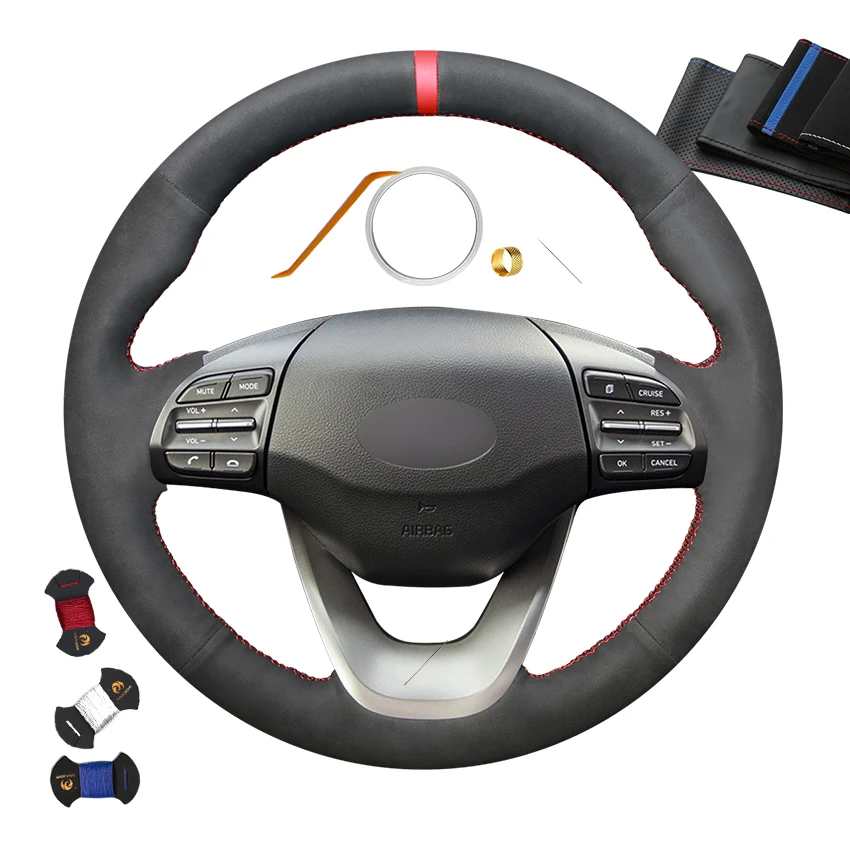 

Accessories Car Custom Hand Sewing Suede Steering Wheel Cover for Hyundai 2017 2018 2019