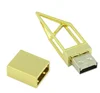 New Product Custom logo hollow-out irregular metal geometric building USB flash memory 8GB 16GB 32GB64GB Pen drive