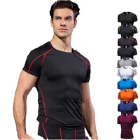 

Wholesale high quality custom logo polyester and spandex breathable quickdry soft gym men fitness tshirt