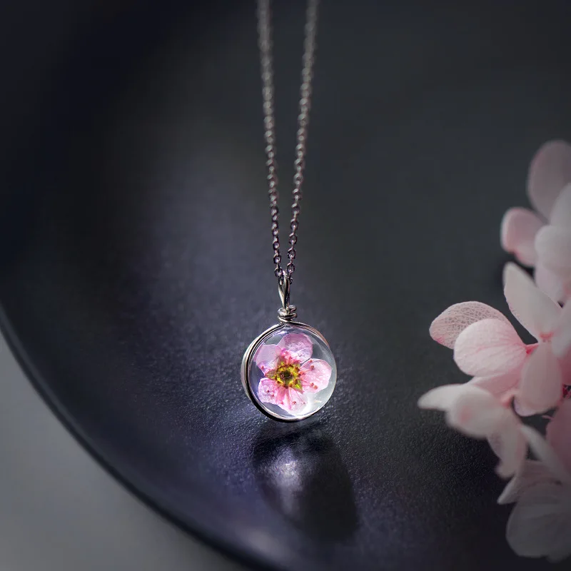 

New Arrival 925 Sterling Silver Peach Blossom Pendant Necklaces