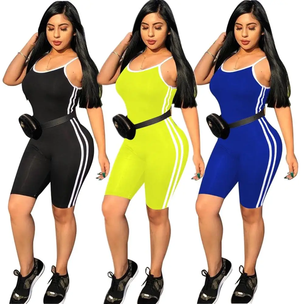 

2020 fashion P2204 casual sleeveless short ladies summer jumpsuit