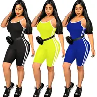 

2019 fashion PB8293 casual sleeveless short ladies summer jumpsuit