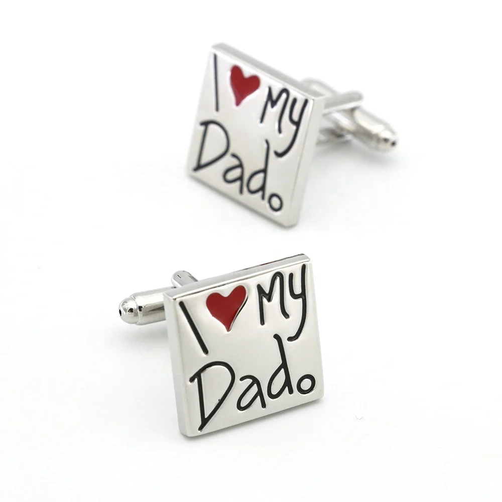 

I Love My Dad Letter Design Stylish Heart-shaped Dropping Oil Stainless Steel Cufflinks