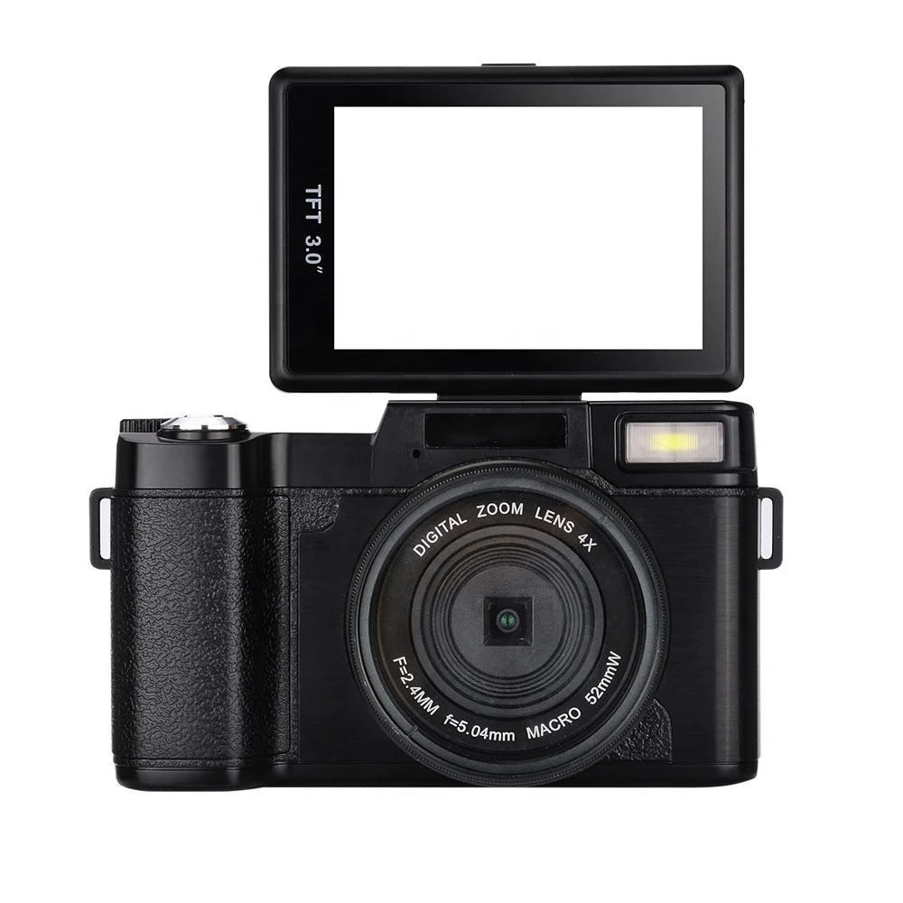 

3 inch TFT LCD FHD 1080P face detection professional 24MP slr digital photo camera, Black