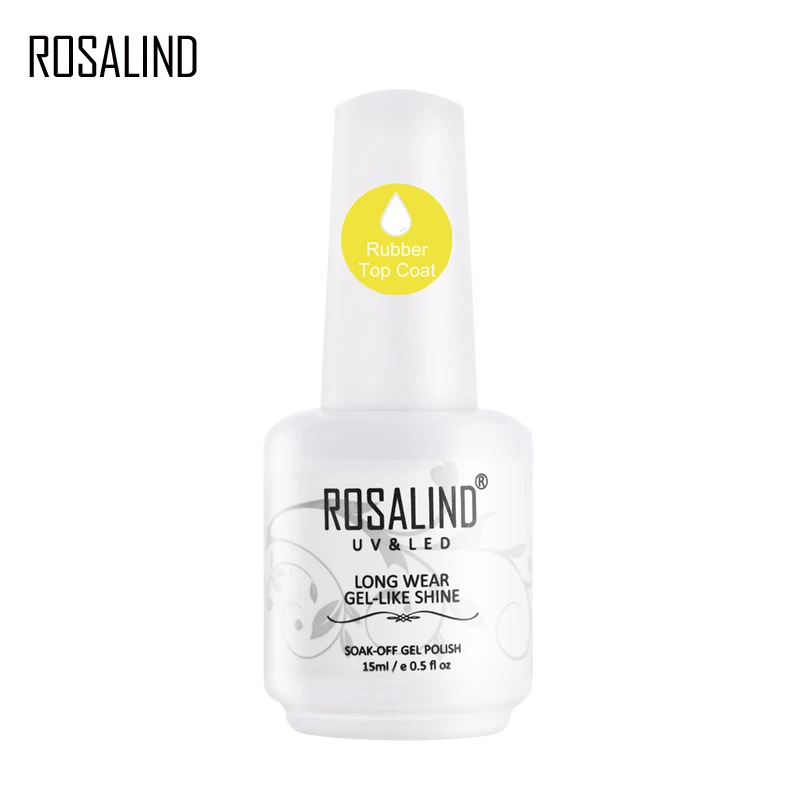 

Rosalind wholesale 15ml rubber top coat nail polish uv gel easy apply clear rubber top coat for nail art salon, N/a