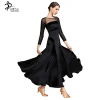 

Red/Black Ballroom Dance Dress Lady's Simple Practice Long Sleeve Stage Dancing Skirt Women's flamenco Waltz Ballroom Dresses