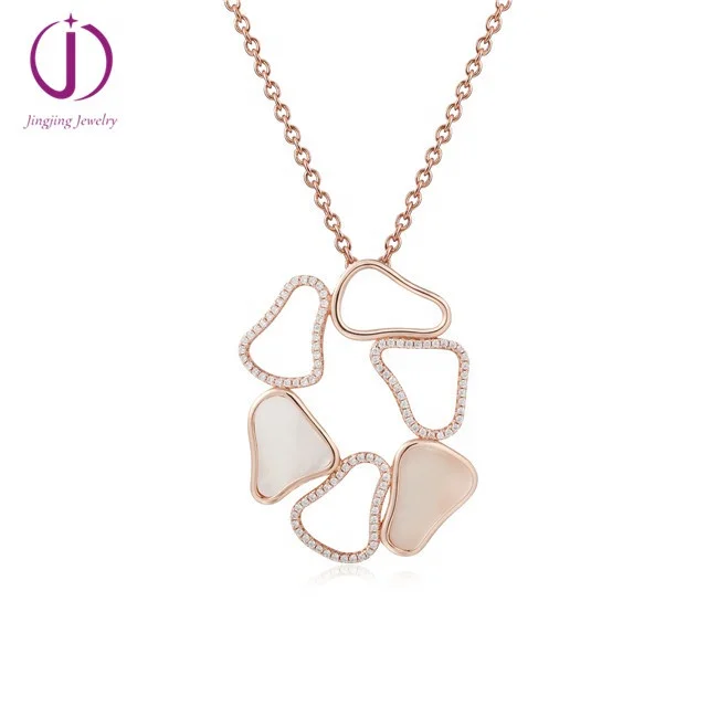 custom jewelry 925 sterling silver jewelry rose gold plated mother of pearl pendant