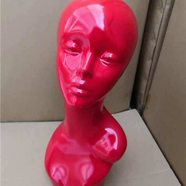 

luxury egg head mannequin for wig display with long neck for scarf display, Red