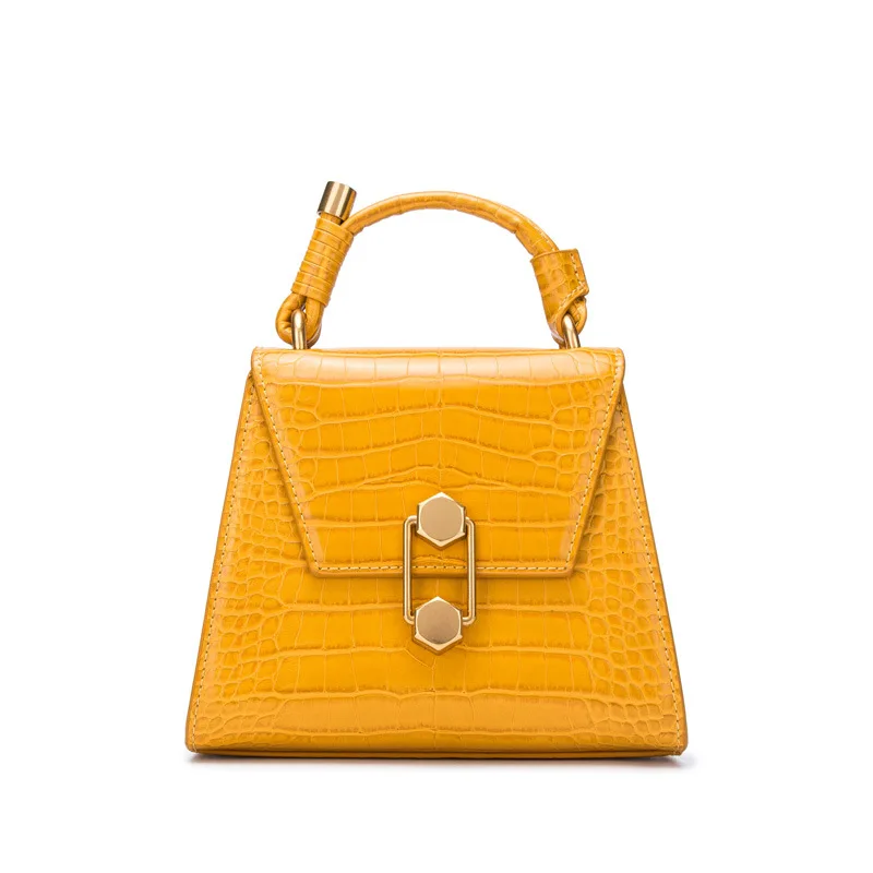 

2021 Luxury Leather Crocodile Pattern Handbags Yellow Women Bags Designer Shoulder Messenger Crossbody Travel Bag