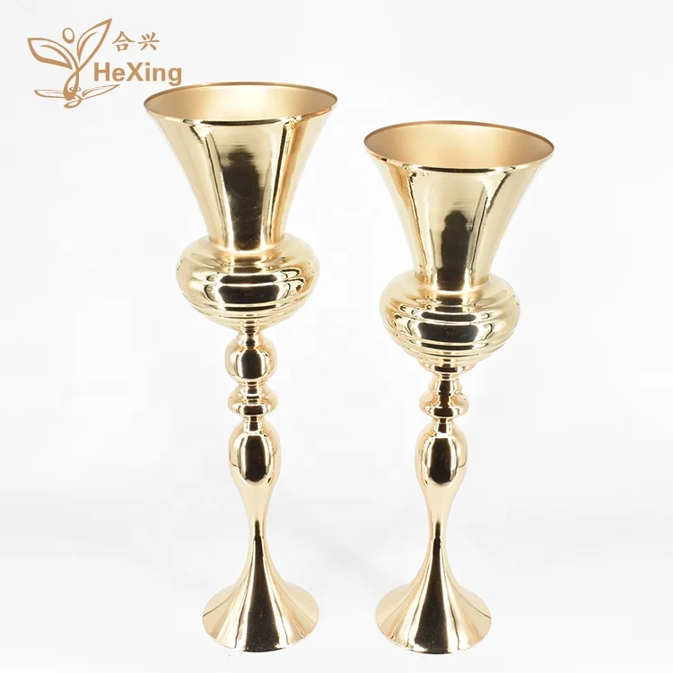 

71cm (28 inch) metal trumpet shape flower vases wedding table centerpieces for wedding decorations, Gold or silver oem & odm