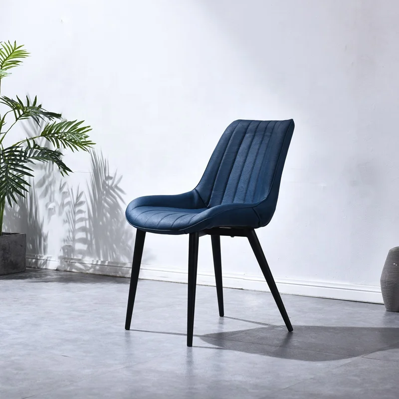 
Stock Wholesale leisure black design restaurant nordic metal luxury upholstered cheap modern leather dining chairs 