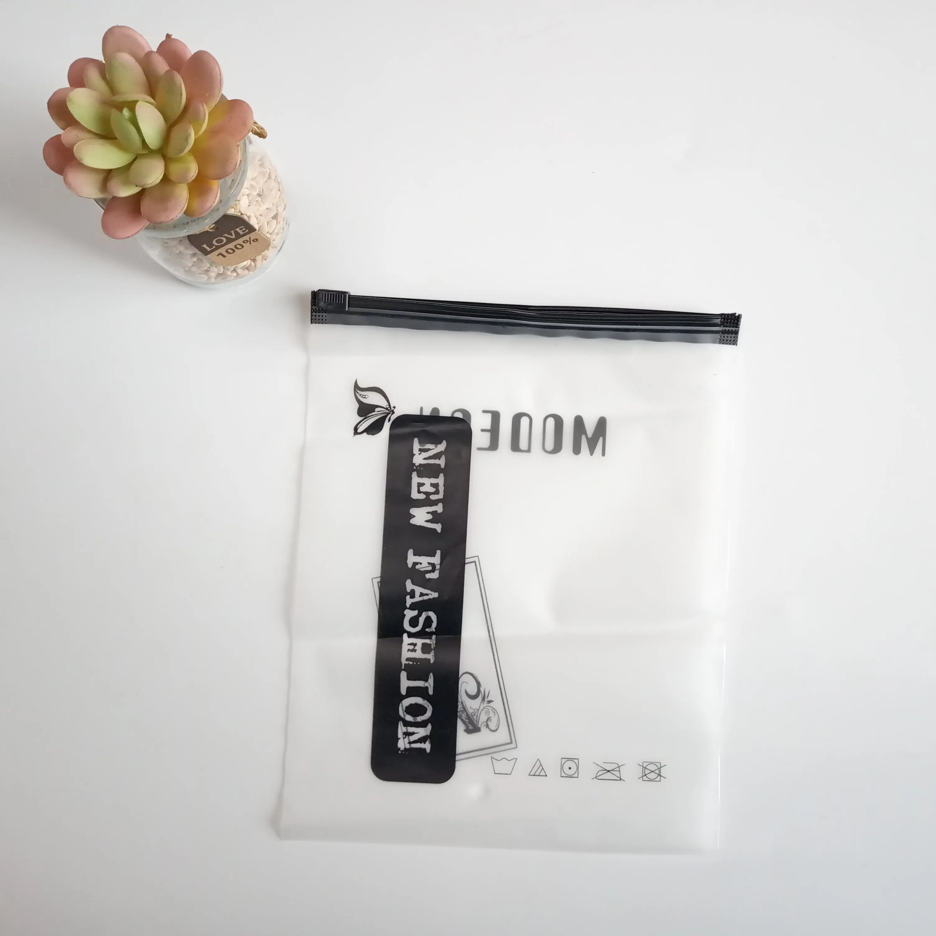 

Luxury biodegradable PE/EVA Logo print small Plastic zip lock bag packaging for traveling small items hair accessories