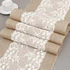 Home eco friendly jute placemats decoration linen embroidery table runner