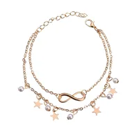 

Gincom 2 Layers Star and Pearls Anklet Love Jewelry Bohemian Accessories for Women 2019