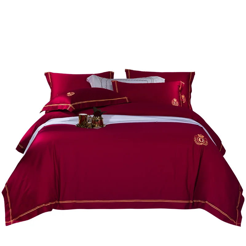 Venta al por mayor lujoso juego de cama roja Compre online Venta al por mayor colchas rojas Compre online los mejores