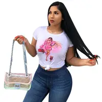 

2019 hot selling PB8288 women causal printed round neck tees t-shirt