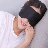 

Hotel Travel Mulberry Silk EyeMask solid color Blindfold black silk mask natural silk sleeping eye mask