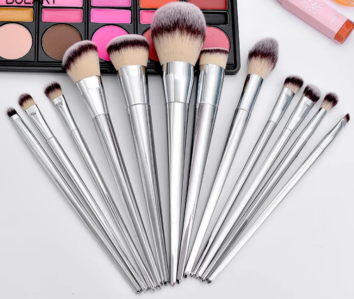

Private label beauty tools 12pcs fashion hair makeup brush set, Rose gold;silver