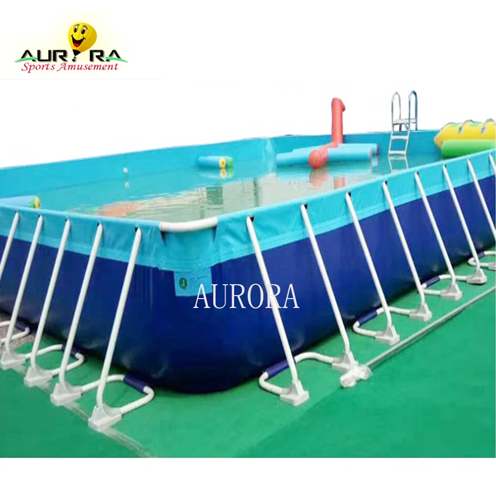 

Commercial Metal Frame Steel Removable Swimming Pool Above Ground Water Park Pool Small Family Rectangular Swimming Pool, Customized