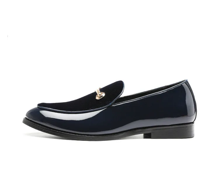 

PDEP patent leather dress court big size37-48 men party black slip on office oxford casual formal driving loafer business shoes, Black/red/dark blue