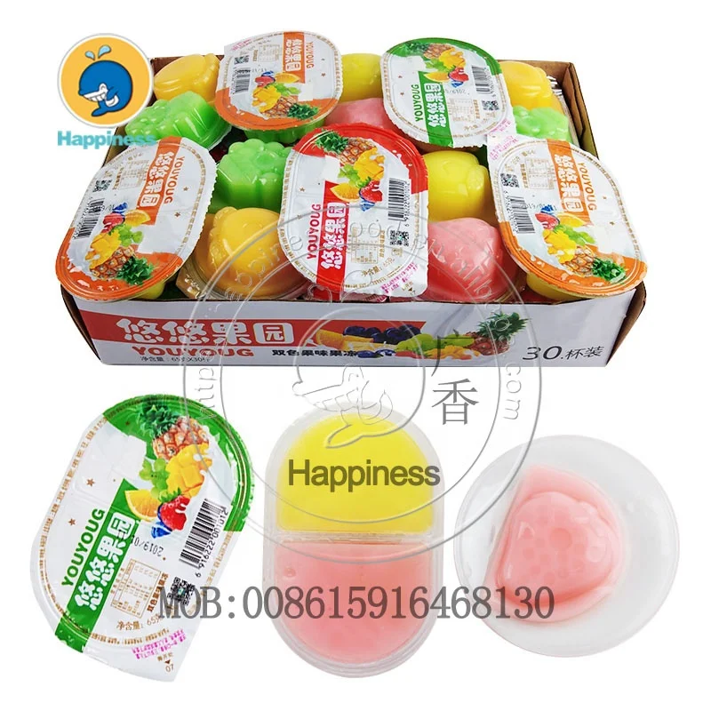

Halal mix assorted fruit flavor double jelly cup pudding sweets