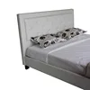 White color certificate PU bed with buttons desk underneath mirrored console table hot selling baby furniture