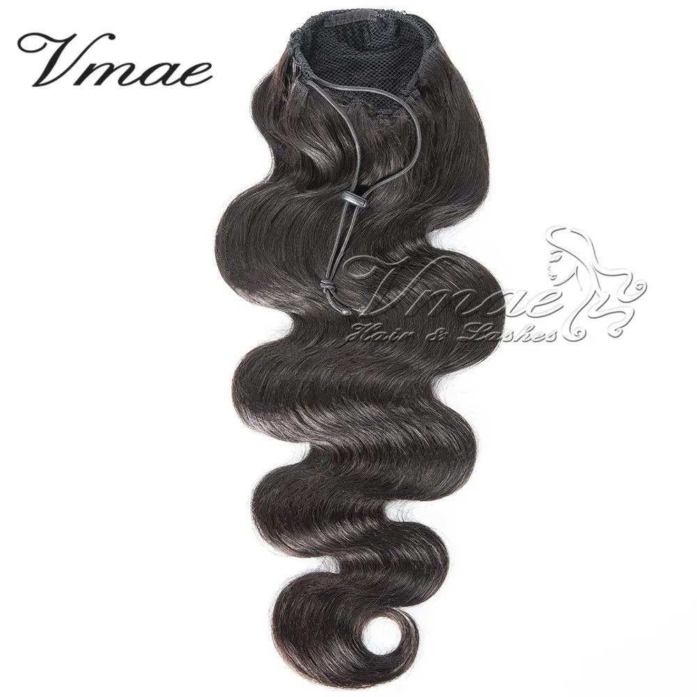 

VMAE Brazilian Hot Selling 9A 10A Grade Natural Black 10-32 Inch Body Wave Drawstring Ponytail Raw Virgin Human Hair Extension