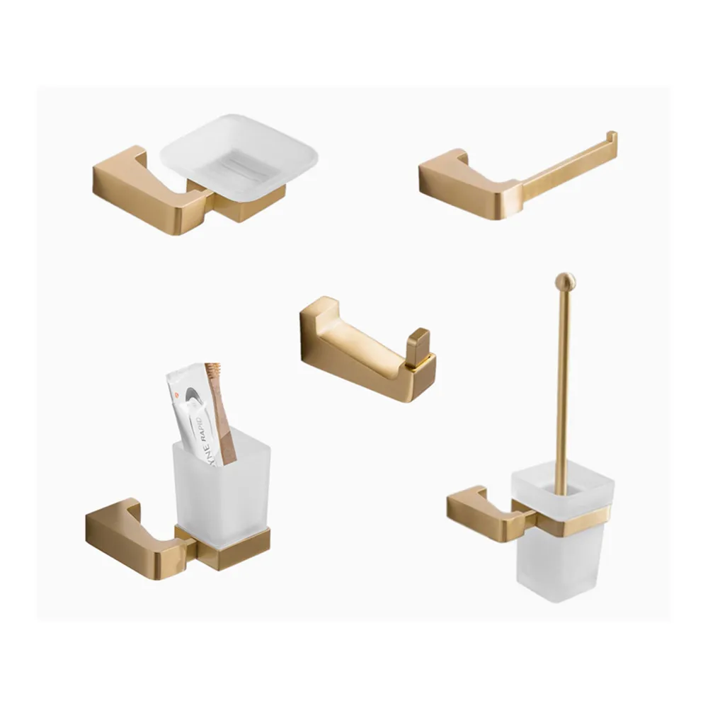 

Modern Brushed Gold Bathroom Brass accessories Hardware Set