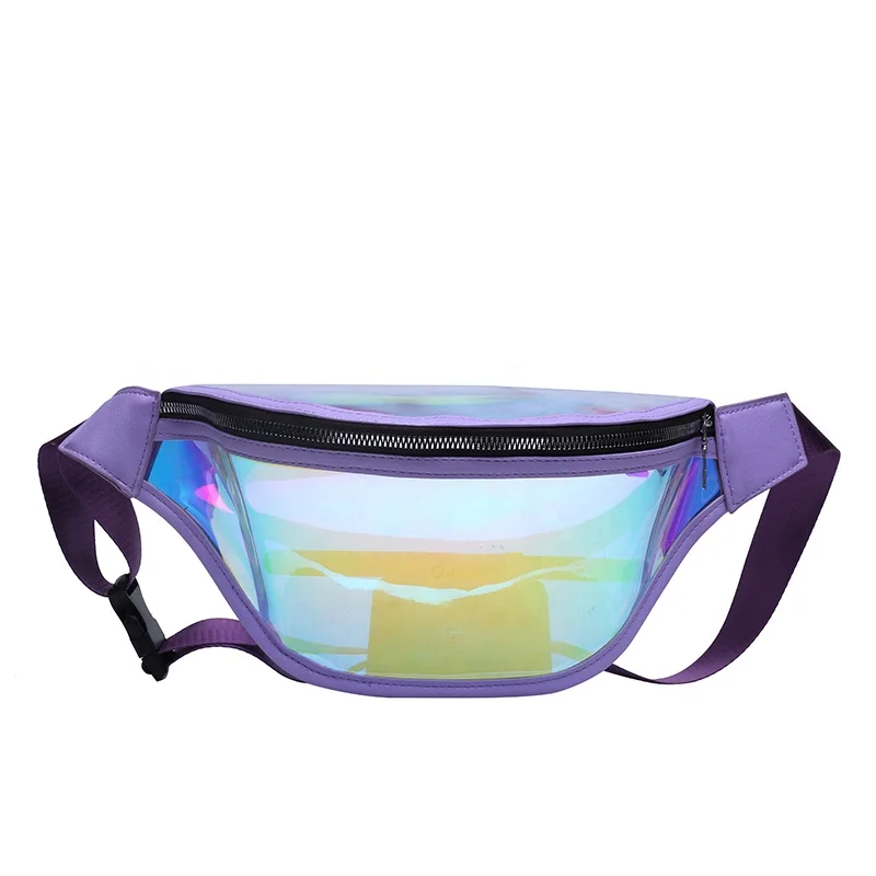 
2019 Hot selling Holographic Laser Waist Bag Reflective Transparent PVC Fanny Pack 