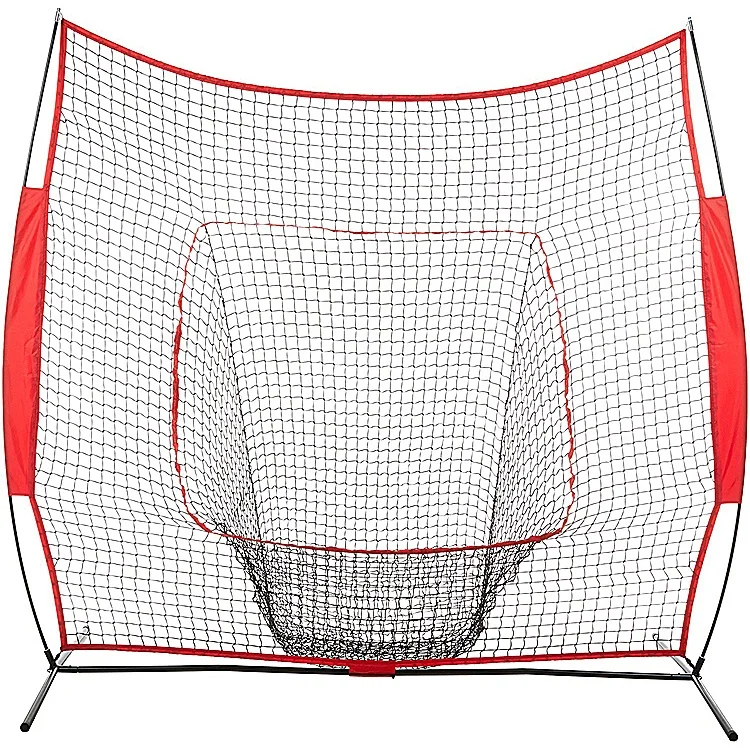 

High Quality 7FT Portable Folding Baseball Hitting Net Softball Goal Baseball Practice Net, Red/black and customized