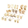 New Love V Word Crystal Diamond Frosted Ball 12 Pairs Stud Earring Set