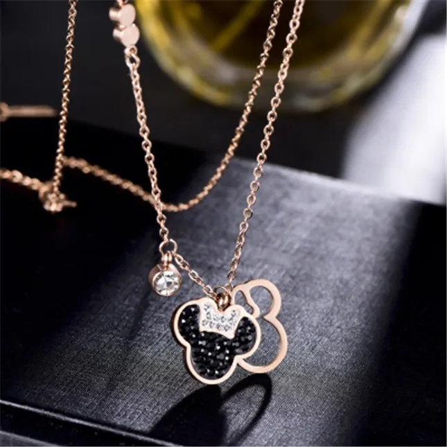 

Simple Student Cartoon Lovely Animation Mickey Hanging Titanium Steel Clavicle Chain