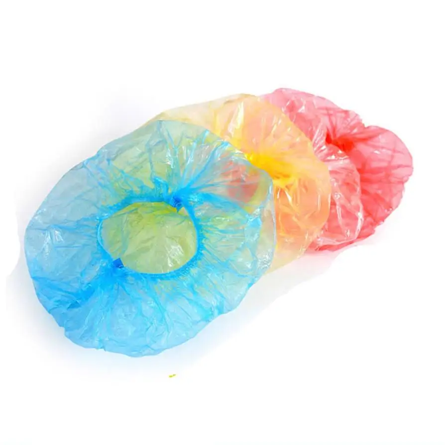 

100pcs/bag Disposable Shower Caps Hat Bathing Caps Hotel One-Off Elastic Shower Cap Clear Hair Salon Bathroom Products Bath Caps