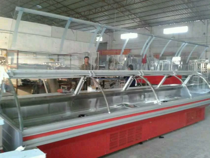 Lift up curved glass deli/fresh food commercial refrigerator