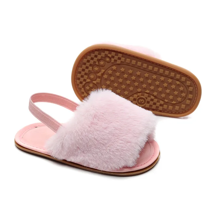 2019 Infant Baby Sandals Slippers Faux Fur Baby Summer Shoes Hard Sole Toddler Girls Boys Sandals