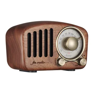 Retro FM Radio Bluetooth Speaker Walnut Wood