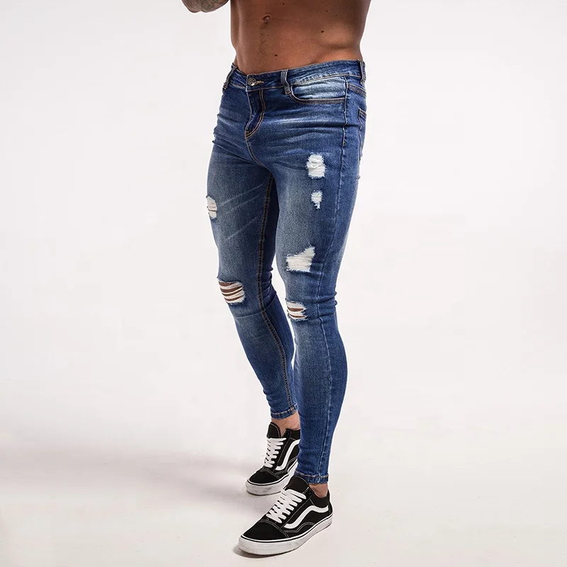 

New fashion men's ripped jeans super skinny jeans hechos en China