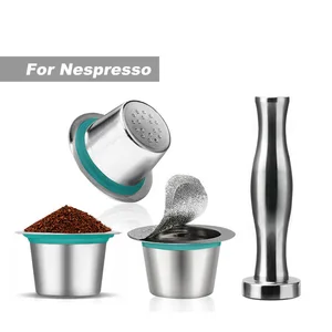 Image of Nespresso Reusable Capsules Stainless Steel Refillable Coffee Pod For Nespresso Machines (OriginalLine Compatible) Lid Gift
