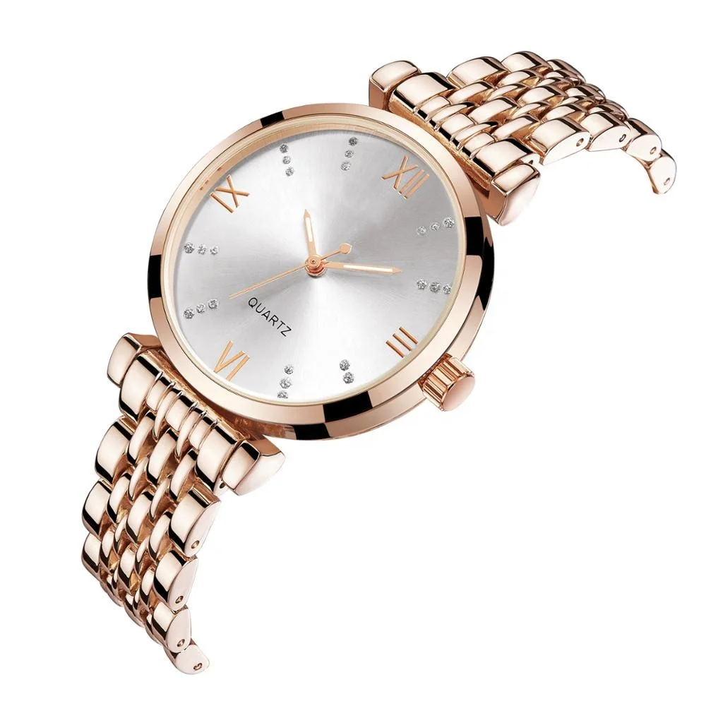 

Top Brand Rose Gold Stainless Steel Mesh Watches Women Quartz Wristwatches Blank Dial Watch Crystal, N/a