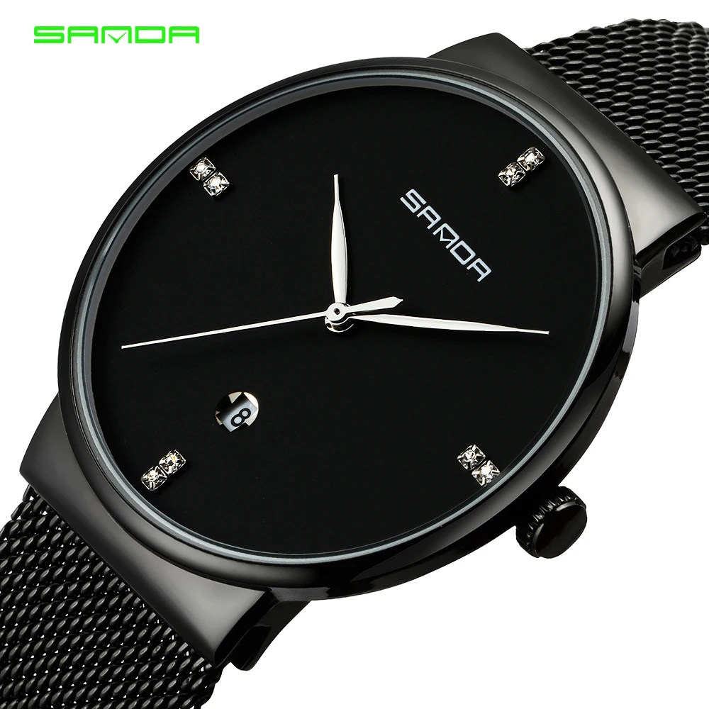 

SANDA 210 Simple New Men Luxury Waterproof Watches Ultra Thin Date Male Steel Strap Casual Quartz Watch Men Casual Wrist Watch, N/a